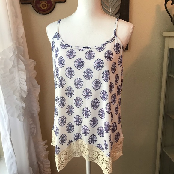 pink rose white blue tank NWT - Picture 2 of 7
